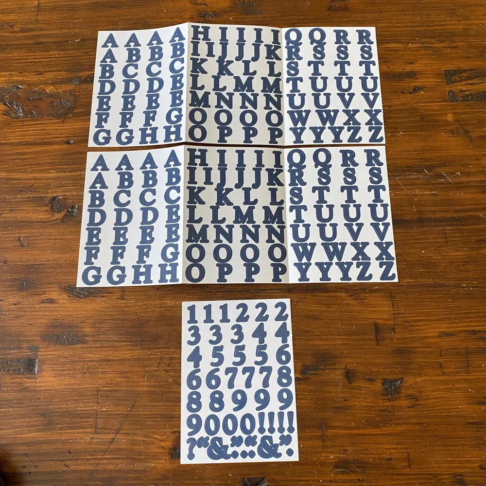 Creative Memories Navy Blue Alphabet and Number Sticker Sheets Scrapbooking Set